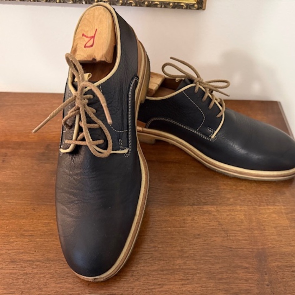 Johnston & Murphy - J&M 1850 Oxfords Mens 9.5 M Black Pebbled Leather/Crepe Sole